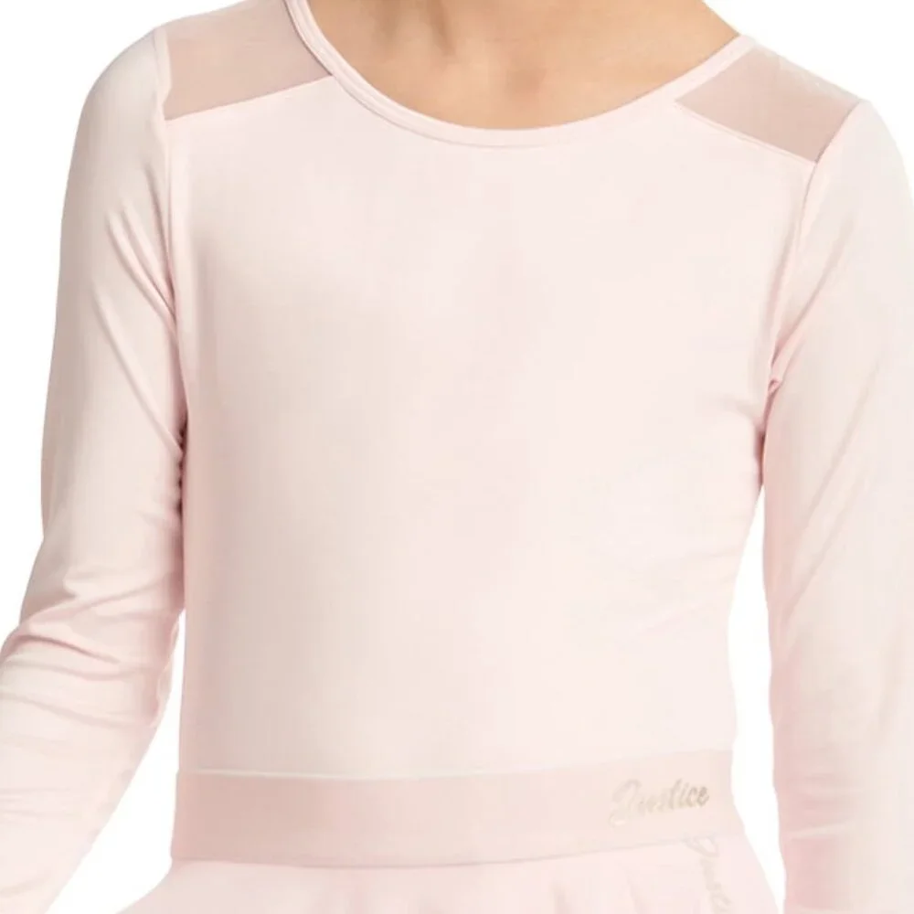 Justice Girls L Long Sleeve Dance Gymnastics Leotard & Scrunchie SIZE 12-14 NEW